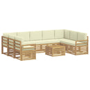 Udendørs sofagruppe 10 pcs Hvid og cremefarvet 59 x 59 x 37 cm