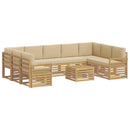 Udendørs sofagruppe 10 pcs Hvid og Beige 59 x 59 x 37 cm