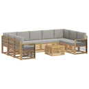 Sofasæt 10 pcs Hvid og lysegrå 59 x 59 x 37 cm Polyester
