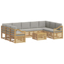Sofasæt 10 pcs Hvid og lysegrå 59 x 59 x 37 cm Polyester