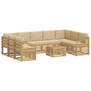 Sofasæt 10 pcs Hvid og Beige 59 x 59 x 37 cm Polyester