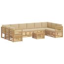 Udendørs sofagruppe 11 pcs Hvid og Beige 59 x 59 x 37 cm