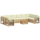 Udendørs sofagruppe 11 pcs Hvid og cremefarvet Polyester