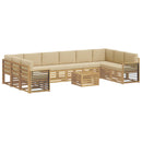 Udendørs sofagruppe 11 pcs Hvid og Beige 59 x 59 x 37 cm