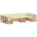 Udendørs sofagruppe 11 pcs Hvid og cremefarvet Polyester