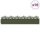 Plænekanter 10 pcs Oliven grøn 103 x 0,05 x 22 cm Stål