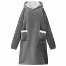 Tæppe-hoodie Mørkegrå L Fleece og Flannel