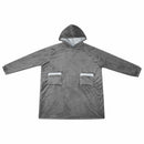 Tæppe-hoodie Mørkegrå L Fleece og Flannel