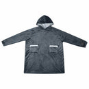 Tæppe-hoodie Mørkeblå L Fleece og Flannel