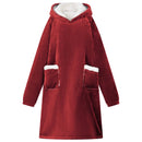 Tæppe-hoodie Bordeaux Rød L Fleece og Flannel
