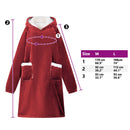 Tæppe-hoodie Bordeaux Rød L Fleece og Flannel