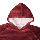 Tæppe-hoodie Bordeaux Rød L Fleece og Flannel