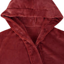 Badekåbe med hætte Bordeaux Rød l Flannel
