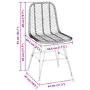 Spisestuestol 2 pcs Rattan og Jern Sort 44,5 x 54,5 x 85 cm