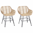 Spisestuestol 2 pcs Rattan og Jern Naturfarvet 55 x 50 x 74 cm