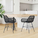 Spisestuestol 2 pcs Rattan og Jern Sort 55 x 50 x 74 cm