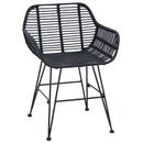 Spisestuestol 2 pcs Rattan og Jern Sort 55 x 50 x 74 cm