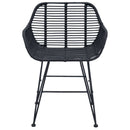 Spisestuestol 2 pcs Rattan og Jern Sort 55 x 50 x 74 cm