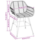 Spisestuestol 2 pcs Rattan og Jern Sort 55 x 50 x 74 cm