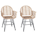 Spisestuestol 2 pcs Rattan og Jern Naturfarvet 57 x 55 x 85 cm