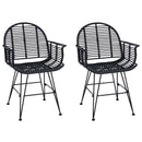 Spisestuestol 2 pcs Rattan og Jern Sort 57 x 55 x 85 cm