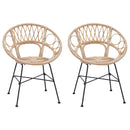 Spisestuestol 2 pcs Rattan og Jern Naturfarvet 54 x 65 x 82 cm