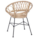 Spisestuestol 2 pcs Rattan og Jern Naturfarvet 54 x 65 x 82 cm