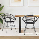 Spisestuestol 2 pcs Rattan og Jern Sort 54 x 65 x 82 cm