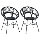 Spisestuestol 2 pcs Rattan og Jern Sort 54 x 65 x 82 cm