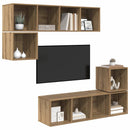 TV-møbelsæt Vægmonteret 4 pcs Artisan Egetræ Konstrueret træ