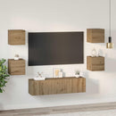 TV-møbelsæt Vægmonteret 6 pcs Artisan Egetræ Konstrueret træ