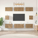 TV-møbelsæt Vægmonteret 8 pcs Artisan Egetræ Konstrueret træ