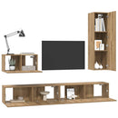 Væg TV Skab Vægmonteret 4 pcs Artisan Egetræ Konstrueret træ