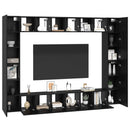 TV-møbelsæt 10 pcs Sort eg 30,5 x 30 x 90 cm Konstrueret træ