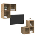 TV-møbelsæt Vægmonteret 4 pcs Artisan Egetræ Konstrueret træ
