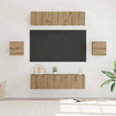 TV-møbelsæt Vægmonteret 6 pcs Artisan Egetræ Konstrueret træ