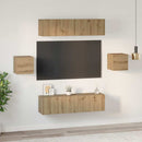 TV-møbelsæt Vægmonteret 6 pcs Artisan Egetræ Konstrueret træ