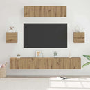 TV-møbelsæt Vægmonteret 7 pcs Artisan Egetræ Konstrueret træ