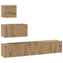 TV-møbelsæt Vægmonteret 4 pcs Artisan Egetræ Konstrueret træ