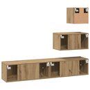 TV-møbelsæt Vægmonteret 4 pcs Artisan Egetræ Konstrueret træ