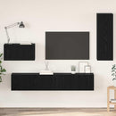 Væg TV Skab Vægmonteret 4 pcs Sort eg Konstrueret træ