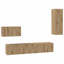 Væg TV Skab Vægmonteret 4 pcs Artisan Egetræ Konstrueret træ