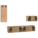 Væg TV Skab Vægmonteret 4 pcs Artisan Egetræ Konstrueret træ