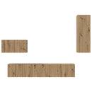 Væg TV Skab Vægmonteret 4 pcs Artisan Egetræ Konstrueret træ