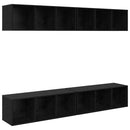 TV-møbelsæt 4 pcs Sort eg 37 x 37 x 107 cm Konstrueret træ