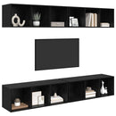 TV-møbelsæt 4 pcs Sort eg 37 x 37 x 107 cm Konstrueret træ