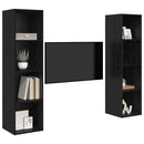 TV-møbelsæt 2 pcs Sort 37 x 37 x 142,5 cm Konstrueret træ