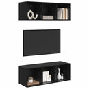TV-møbelsæt 2 pcs Sort eg 37 x 37 x 107 cm Konstrueret træ