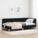 Hjørnesengramme Sort 90 cm x 190 cm Stof og krydsfiner