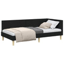 Hjørnesengramme Sort 90 cm x 200 cm Stof og krydsfiner